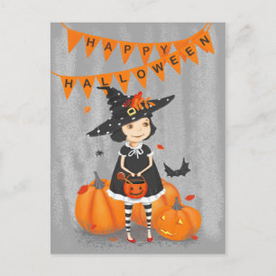 Halloween Süße Kleine Hexe Postkarte