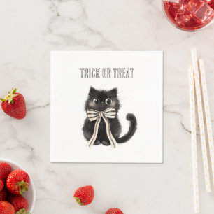 Halloween Süße schwarze Katze Süßes oder Saures Serviette