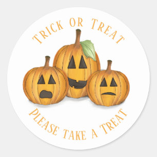 Halloween Süße Süßigkeiten Kürbis Tüte Whimsical Runder Aufkleber