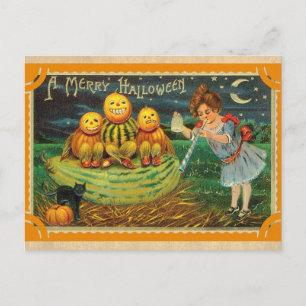 Halloween Süße Vintage-Victorianische Kürbis Postkarte