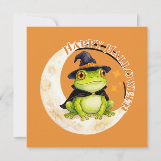Halloween Süßer Frosch Kröte Hexe Grün (Vorderseite)