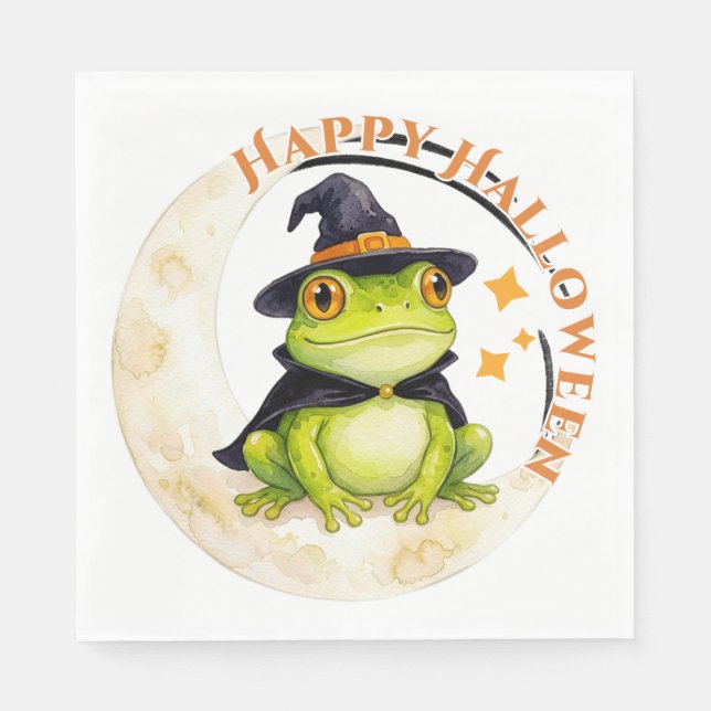 Halloween Süßer Frosch Kröte Hexe Serviette (Vorderseite)