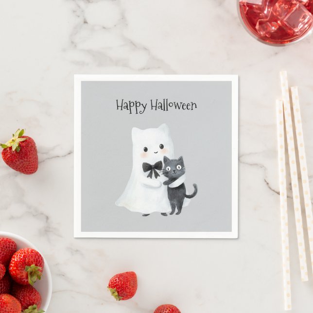 Halloween Süßer Geist Schwarze Katze Serviette (Beispiel)