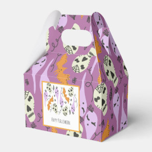 Halloween Süßer Geist Totenkopf Doodle Muster Lila Geschenkschachtel