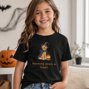 Halloween Süßer Golden Retriever Zauberer Sprüche T-Shirt