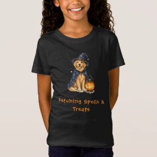 Halloween Süßer Golden Retriever Zauberer Sprüche T-Shirt