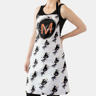 Halloween Süßer Hexenhut Orange Schwarz Monogramm Schürze
