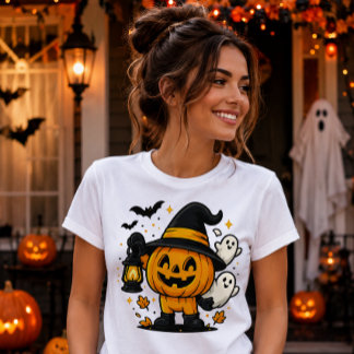 Halloween Süßer Kürbis Hexe Frauen Shirt