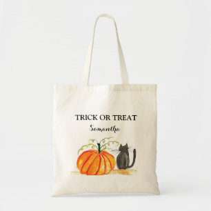 Halloween Süßer Kürbis Schwarze Katze Modern Tragetasche