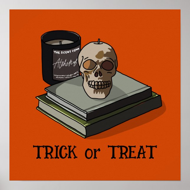 Halloween Süßer Lustiger Whimsical Totenkopf  Poster (Vorne)