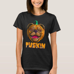 Halloween Süßer Pugkin Mops Kürbis Hund Kostüm T-Shirt