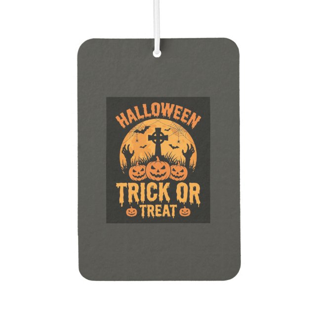 Halloween Süßes oder Saures Kürbis-Friedhofs-Desig Autolufterfrischer (Vorderseite)