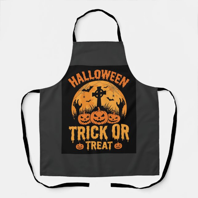 Halloween Süßes oder Saures Kürbis-Friedhofs-Desig Schürze (Vorderseite)
