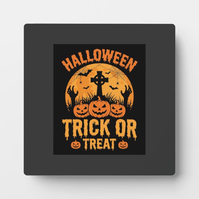 Halloween Süßes oder Saures Kürbisfriedhof Design Fotoplatte (Vorderseite)
