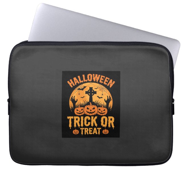 Halloween Süßes oder Saures Kürbisfriedhof Design Laptopschutzhülle (Vorderseite)