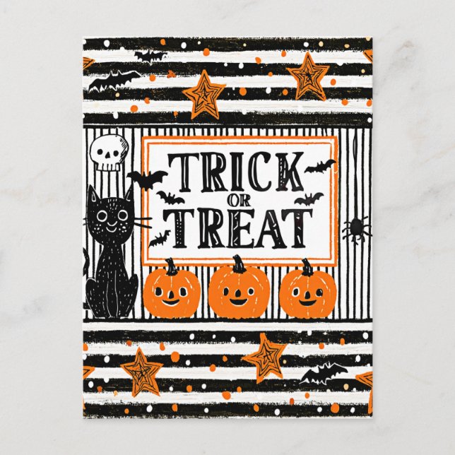 Halloween-Süßes oder Saures Postkarte (Vorderseite)