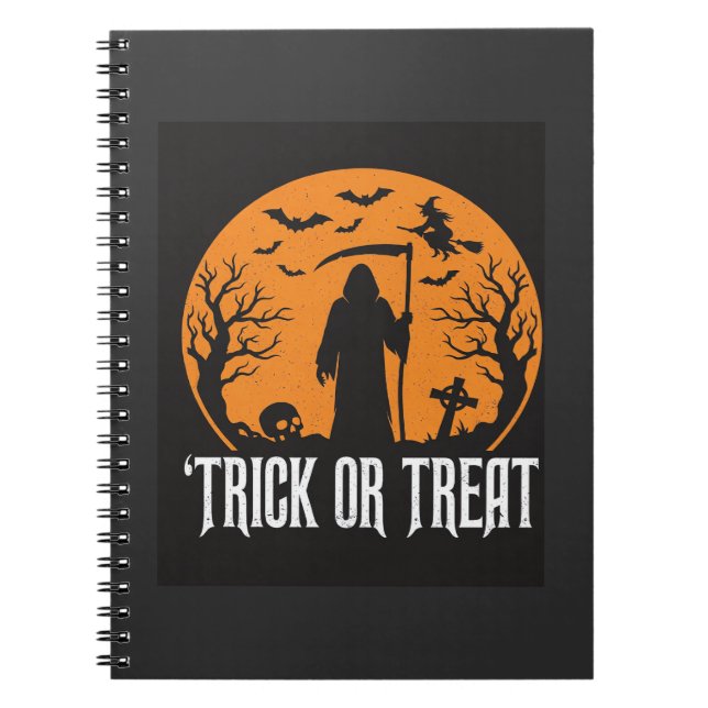 Halloween-Süßes-oder-Saures-Sense-Design_1 Notizblock (Vorderseite)