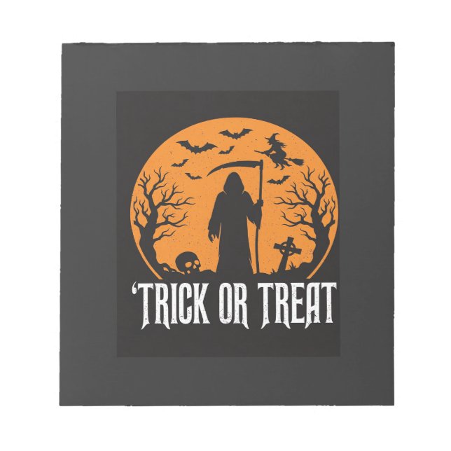 Halloween Süßes oder Saures Sensenmann Design_1 Notizblock (Vorderseite)