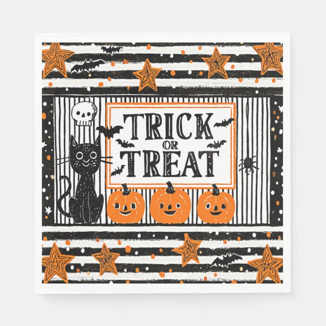 Halloween-Süßes oder Saures Serviette (Vorderseite)