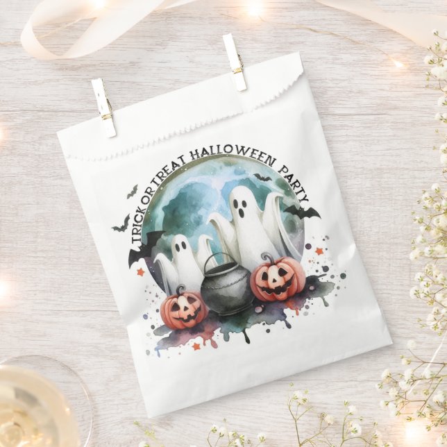 HALLOWEEN Süßes oder Saures Zwei Geister Mit Kürbi Geschenktütchen (Ausgeschnitten)