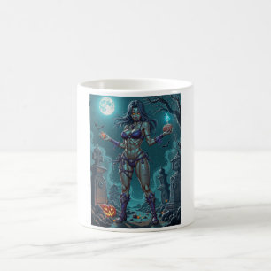 Halloween-Süßigkeit oder Zombie-Freundin mit Gehir Kaffeetasse