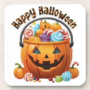 Halloween-Süßigkeiten-Eimer & Süßigkeiten Getränkeuntersetzer