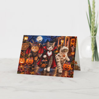 Halloween Süßigkeiten erbettelnde Katzen Feiertagskarte
