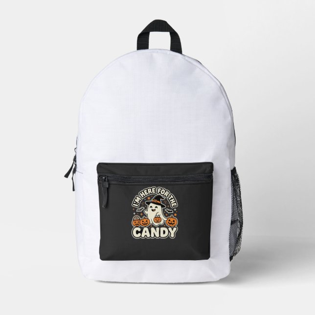 Halloween Süßigkeiten Geist Kürbis Design Bedruckter Rucksack (Vorderseite)