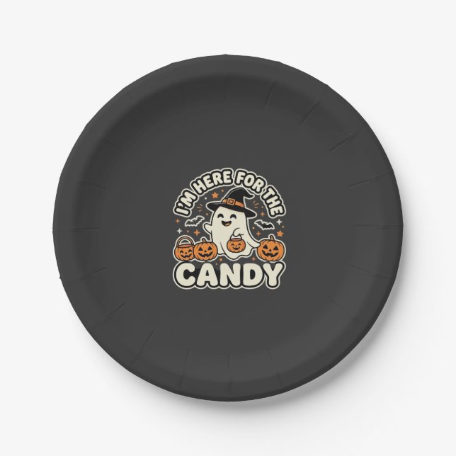 Halloween Süßigkeiten Geist Kürbis Design Pappteller (Vorderseite)
