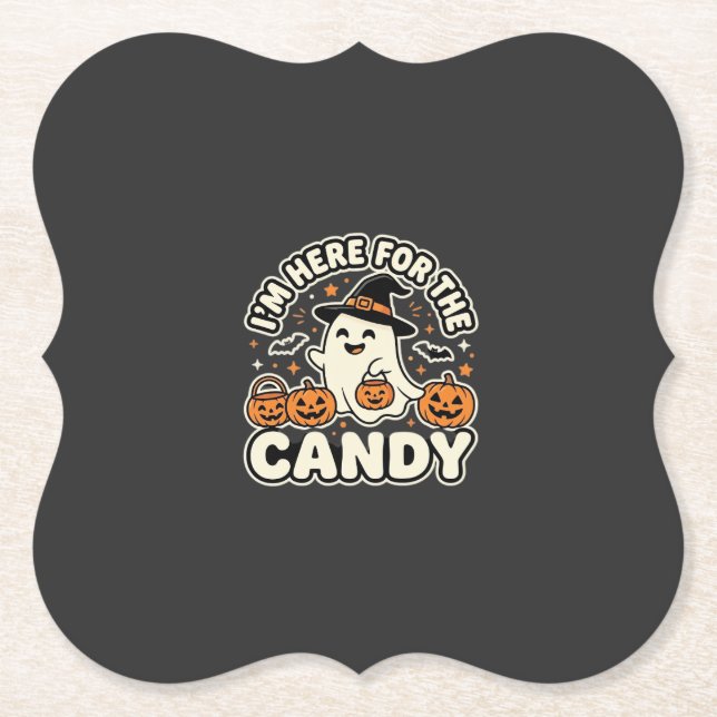 Halloween Süßigkeiten Geist Kürbis Design Untersetzer (Vorderseite)