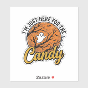 Halloween Süßigkeiten Geist Vintage Vektor Design_ Aufkleber