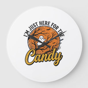 Halloween Süßigkeiten Geist Vintage Vektor Design_ Große Wanduhr