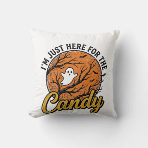 Halloween-Süßigkeiten-Geist Vintage-Vektor-Design_ Kissen