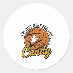 Halloween Süßigkeiten Geist Vintage Vektor Design_ Runder Aufkleber