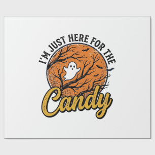 Halloween-Süßigkeiten-Geist Vintage-Vektordesign_1 Geschenkpapier