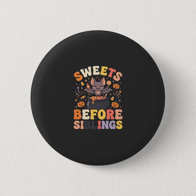 Halloween-Süßigkeiten-Geschwister-Tausch Button (Vorderseite)