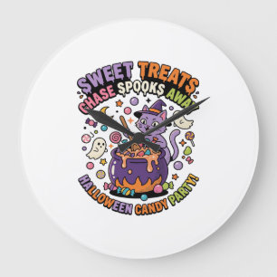 Halloween Süßigkeiten Kessel Gruselige Süßigkeiten Große Wanduhr