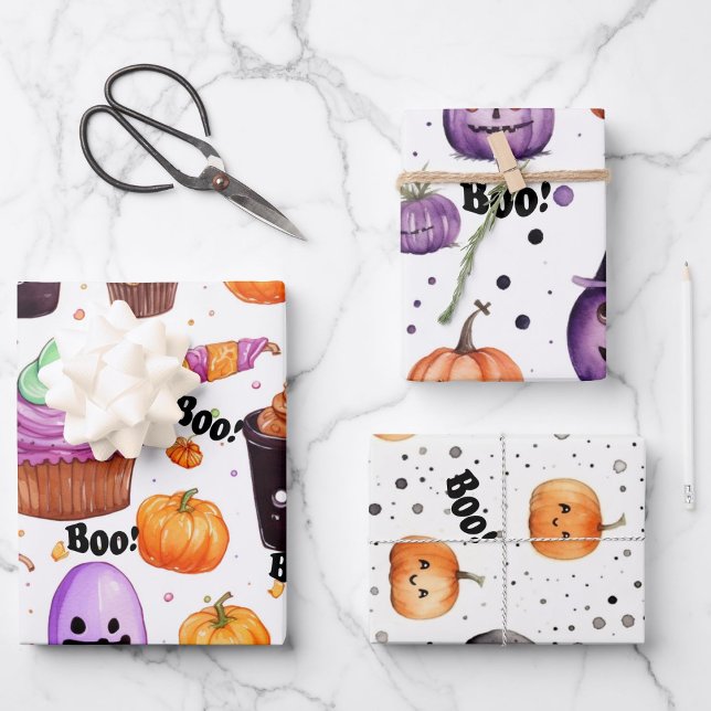 Halloween-Süßigkeiten, Leckereien und Jack-o-Later Geschenkpapier Set (Von Creator hochgeladen)