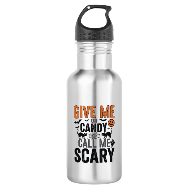 Halloween-Süßigkeiten oder nenne mich gruselig Vin Edelstahlflasche (Vorderseite)
