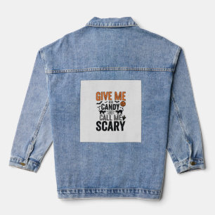 Halloween-Süßigkeiten oder nenne mich gruselig Vin Jeansjacke