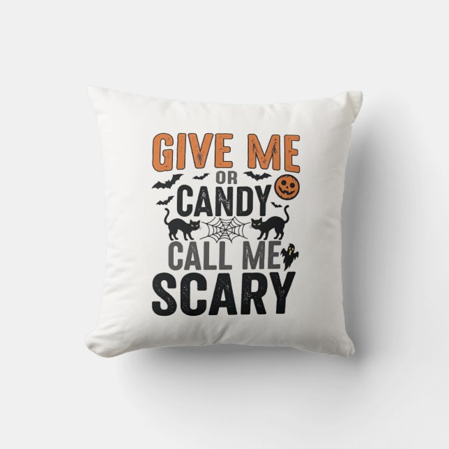 Halloween-Süßigkeiten oder nenne mich gruselig Vin Kissen (Vorderseite)