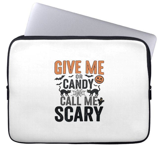 Halloween-Süßigkeiten oder nenne mich gruselig Vin Laptopschutzhülle (Vorderseite)