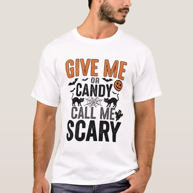 Halloween-Süßigkeiten oder nenne mich gruselig Vin T-Shirt (Vorderseite)