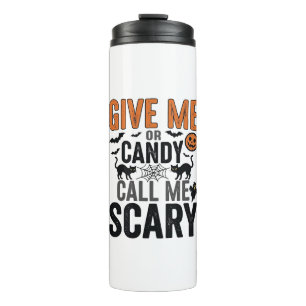 Halloween-Süßigkeiten oder nenne mich gruselig Vin Thermosbecher