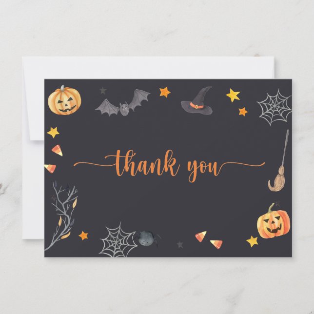Halloween-Süßigkeiten oder Saures  Dankeskarte (Vorderseite)