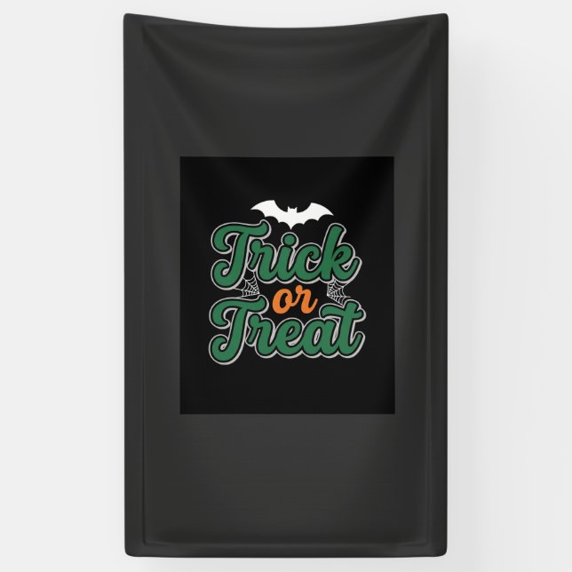 Halloween-Süßigkeiten oder Saures Fledermaus-Webde Banner (Vertikal)