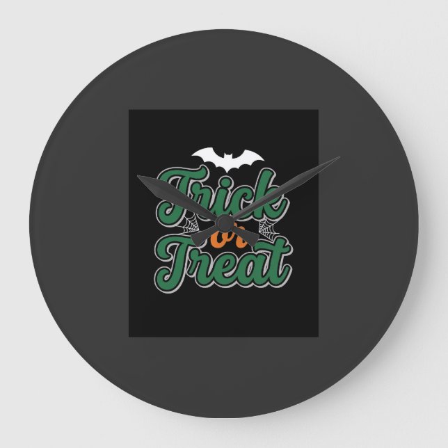 Halloween-Süßigkeiten oder Saures Fledermaus-Webde Große Wanduhr (Vorderseite)