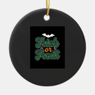 Halloween-Süßigkeiten oder Saures Fledermaus-Webde Keramik Ornament