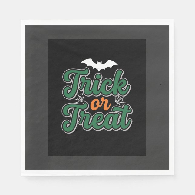 Halloween-Süßigkeiten oder Saures Fledermaus-Webde Serviette (Vorderseite)