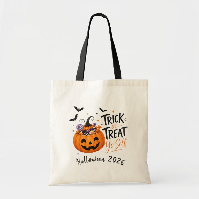 Halloween-Süßigkeiten oder Saures für dich selbst- Tragetasche (Vorne)